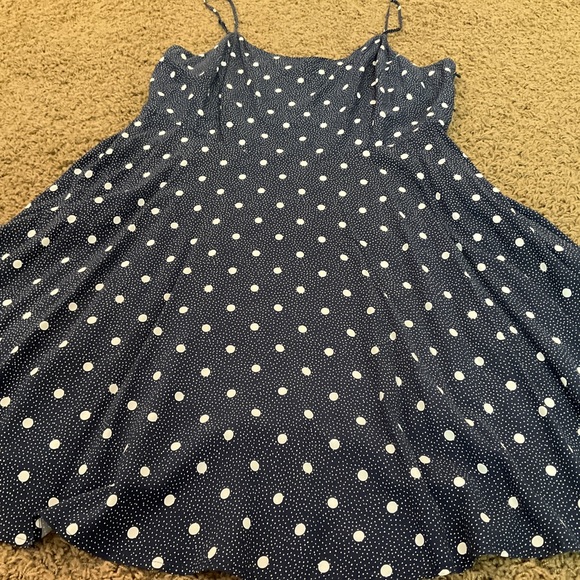 Navy Blue White Polka Dots Cami Swing Dress, Pin-Up, Rockabilly, 1950’s Retro🍒 - Picture 2 of 8